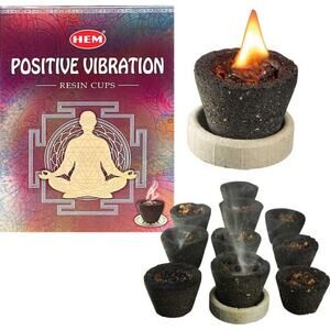 Pack Of 10 Positive Vibration Fragrant Resin Cups with Holder | Incense Cups |